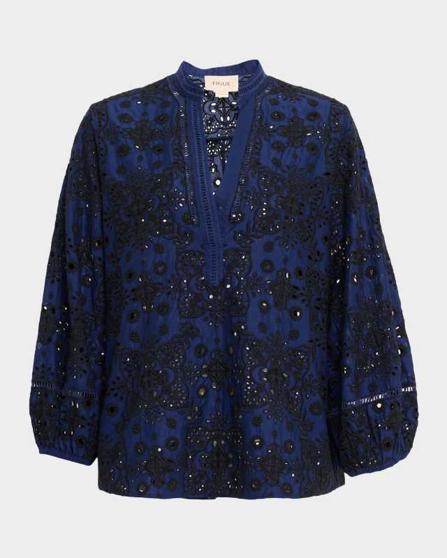 Rylie Broderie Anglaise Peasant Top